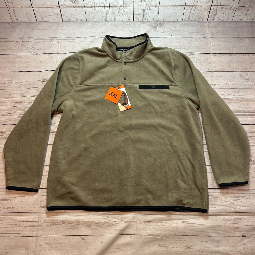 32 Degree Heat Mock Neck 1/4 Snap Long Sleeve Sweater Tan Men's‎ Size XXL